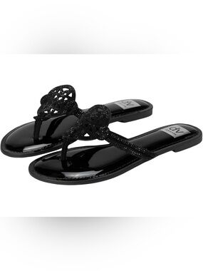 DV by Dolce Vita Black Patent Jelly Thong Sandals